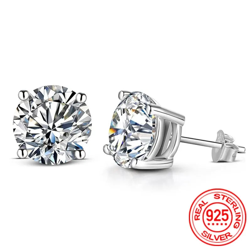 Elegant 8mm Premium Moissanite Stud Earrings in Solid 925 Sterling Silver – Timeless Bridal & Everyday Luxury for Women