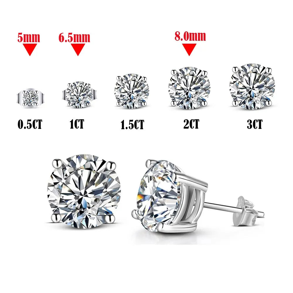 Elegant 8mm Premium Moissanite Stud Earrings in Solid 925 Sterling Silver – Timeless Bridal & Everyday Luxury for Women