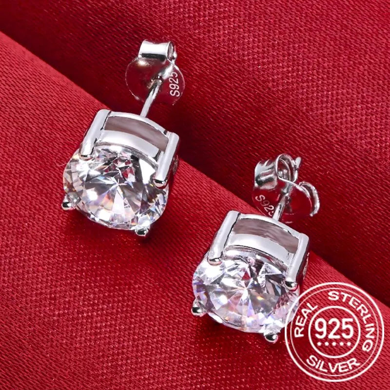 Elegant 8mm Premium Moissanite Stud Earrings in Solid 925 Sterling Silver – Timeless Bridal & Everyday Luxury for Women